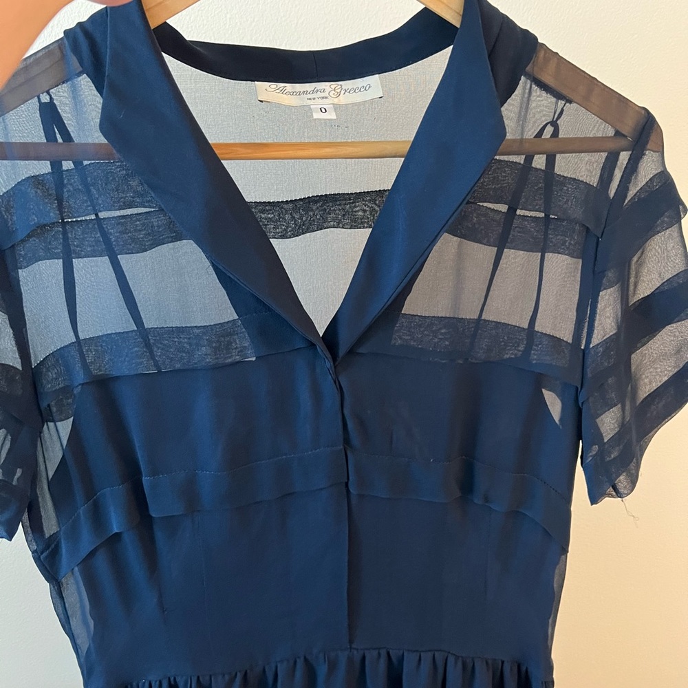 Alexandra Grecco - NYC based Designer - Navy Blue Silk Dress